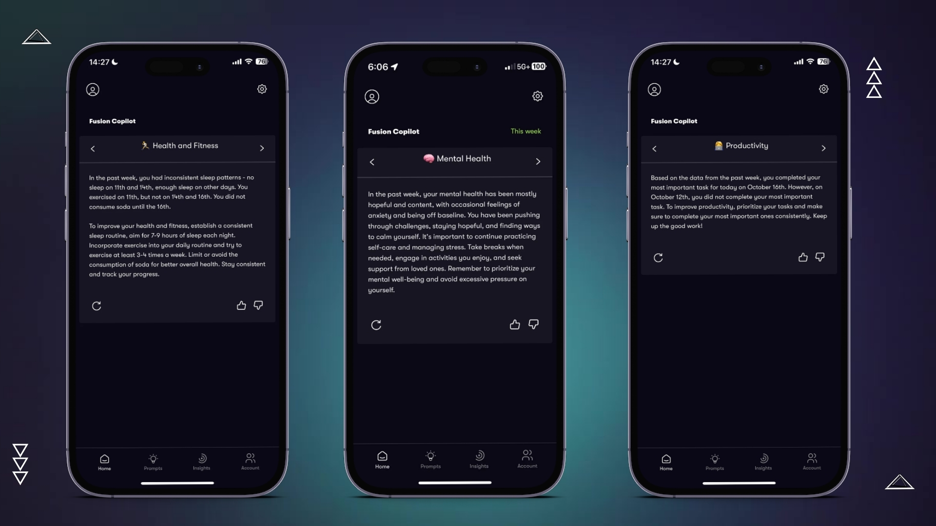 App Screenshots of Copilot Recommendations